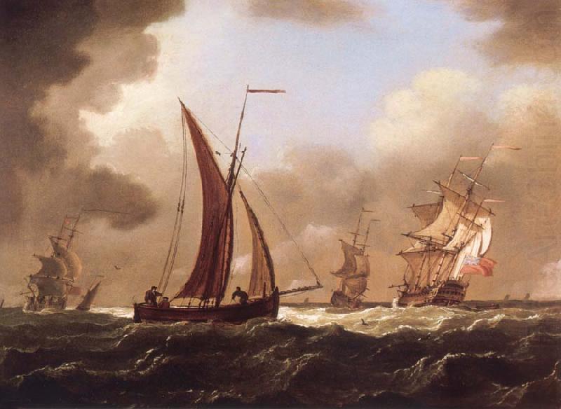 Small craft at sea in a stiff breeze, Francis Swaine